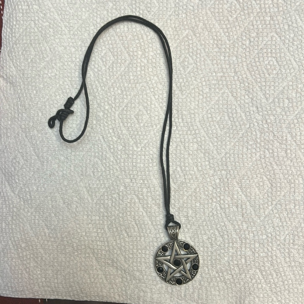 Halloween Pentagram silver. New.  14 inches long including pendant
